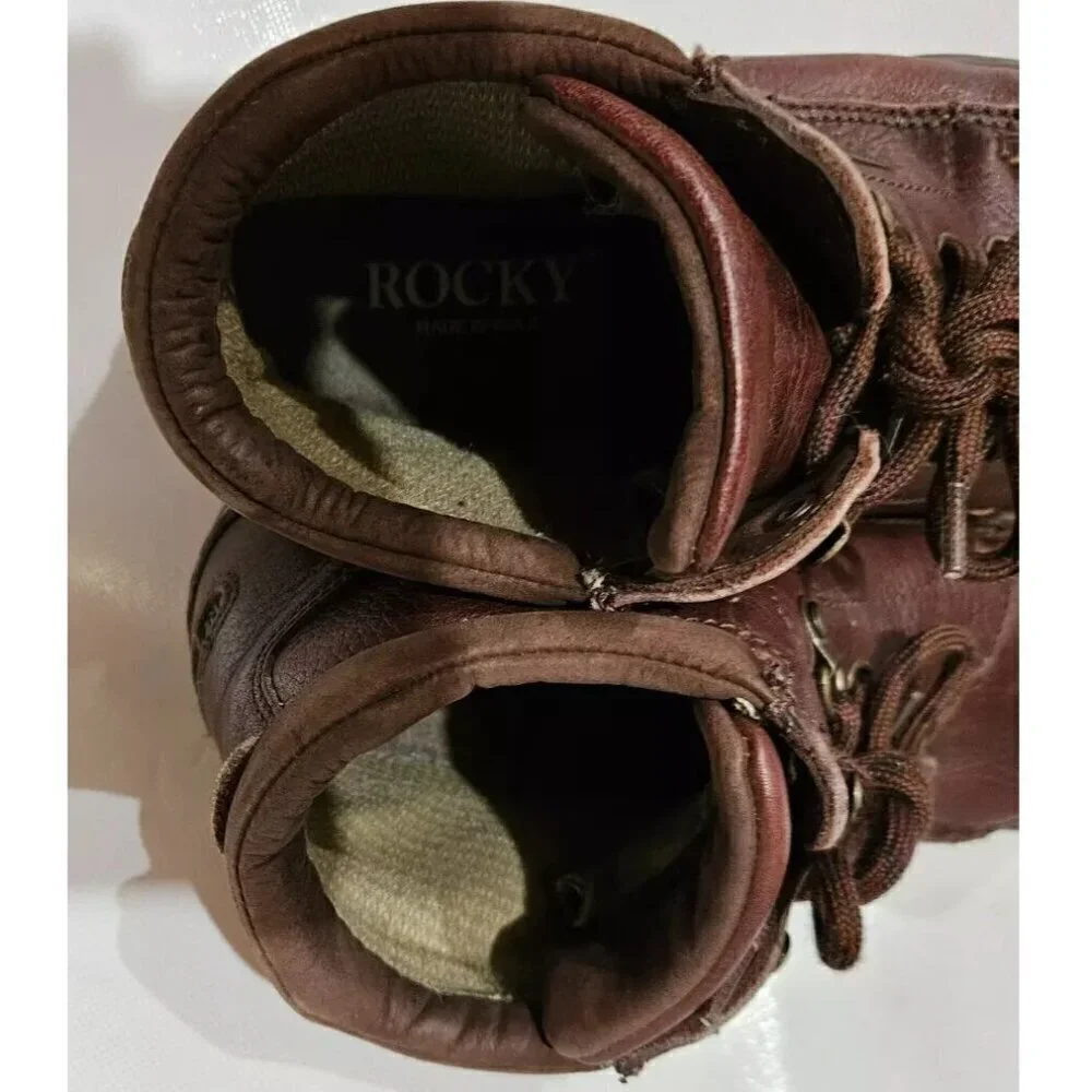 Rocky Boots Men's 8 Medium Brown Leather Hiking Camping Gore Tex Made In Usa